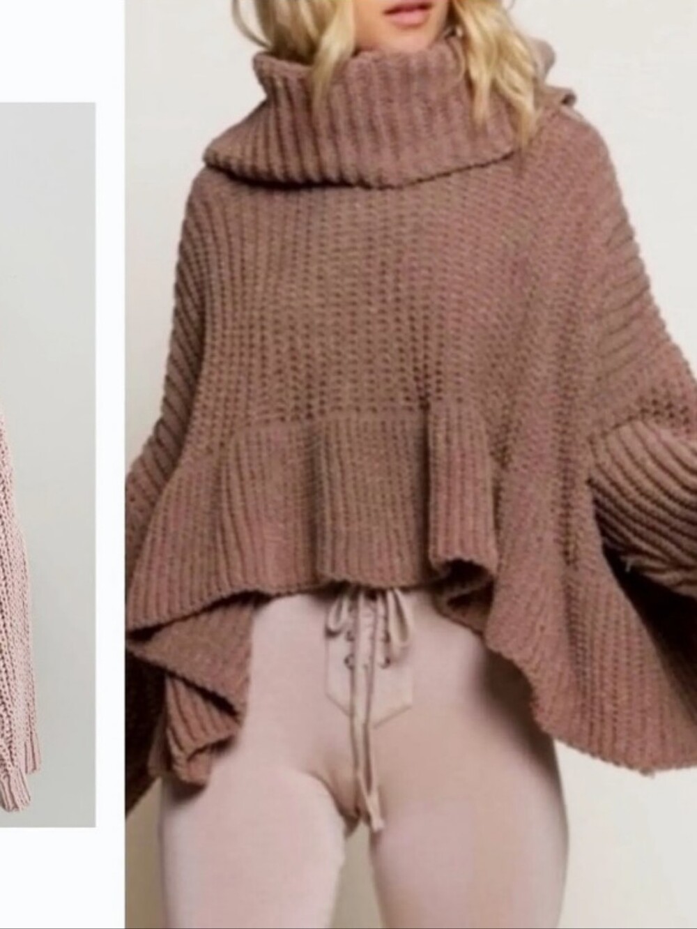 POL Chunky Cowl Neck Sweater - Brown